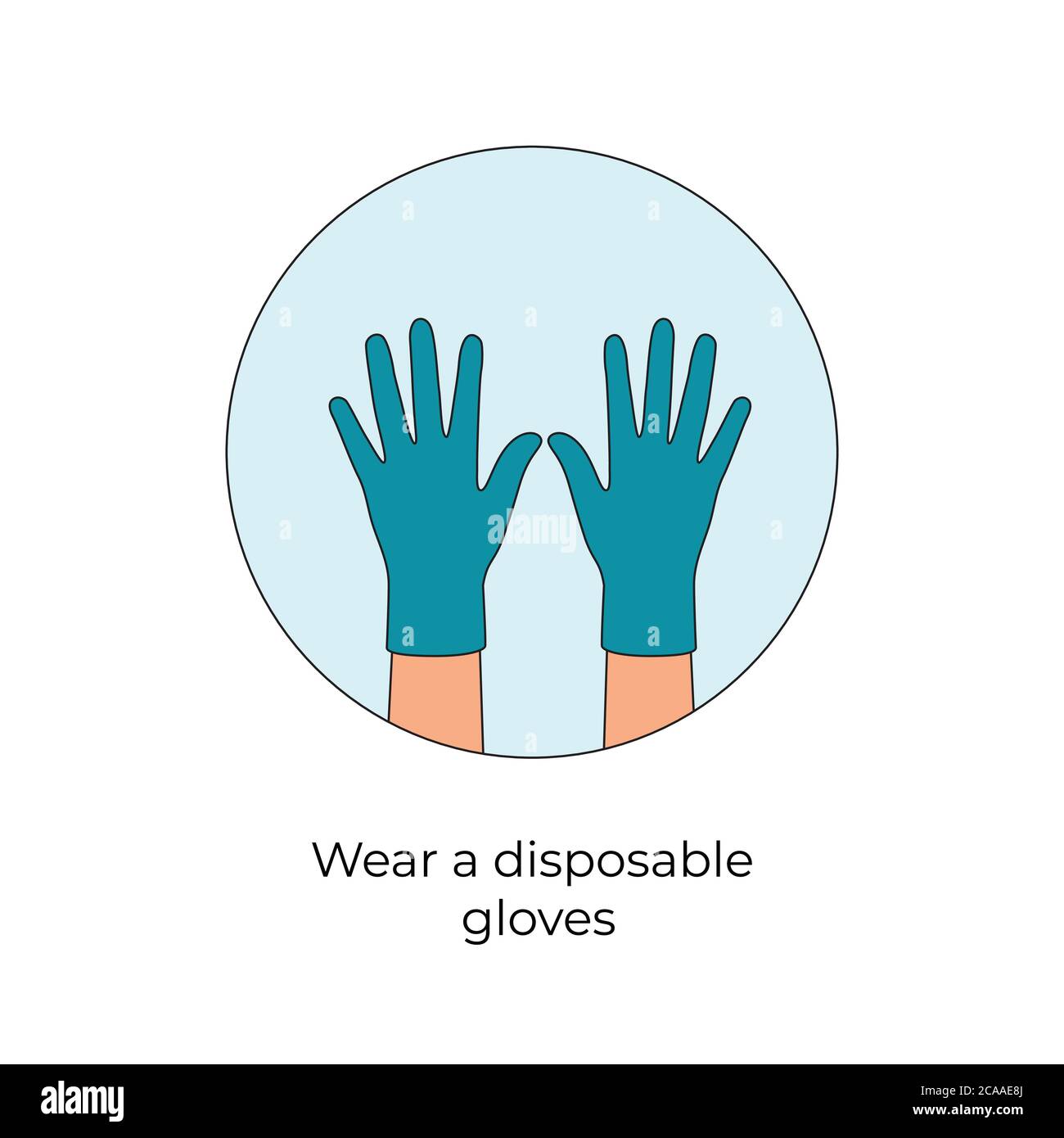 Wear gloves sign, Hands putting on protective gloves, Medical gloves