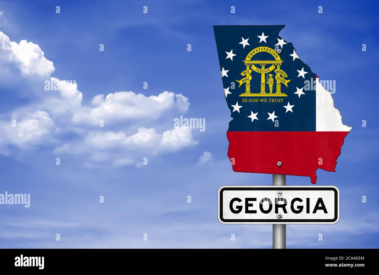 Georgian state hi res stock photography - Georgia State Road Sign Map 2CAAEEM