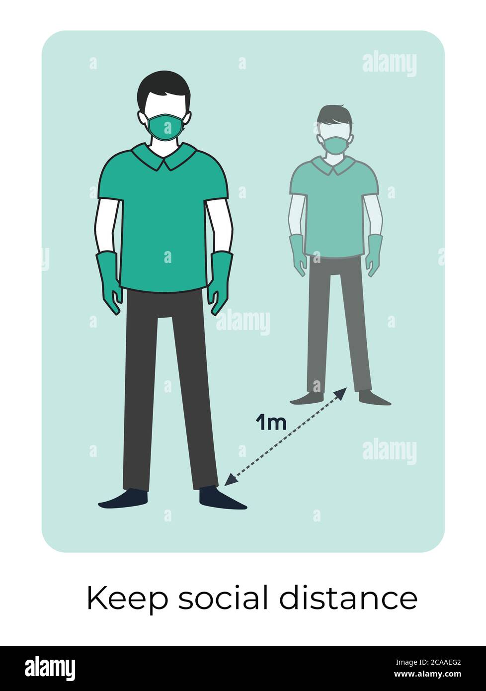 Social Distancing sign. Keep social distance. Keep the 1 meter distance. Vector illustration. Preventive measures. social isolation and self quarantin Stock Vector
