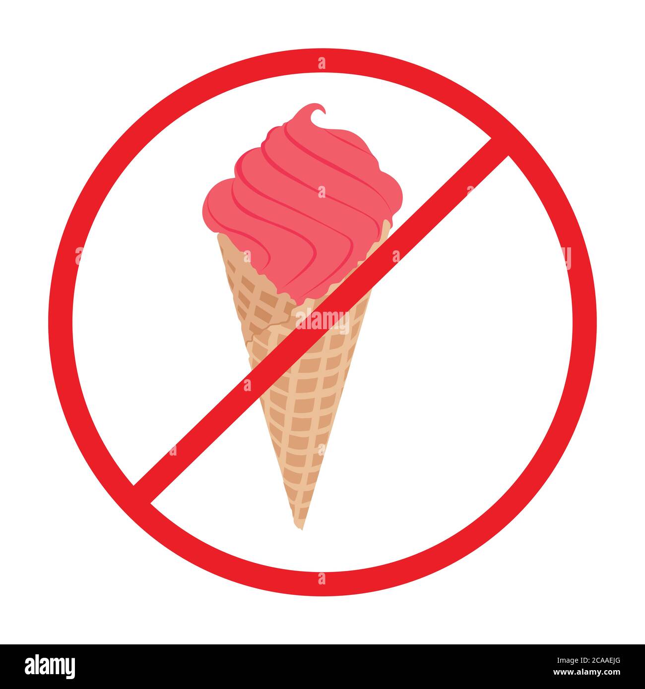 No eating sign vector illustration. No ice cream symbol. No ice cream