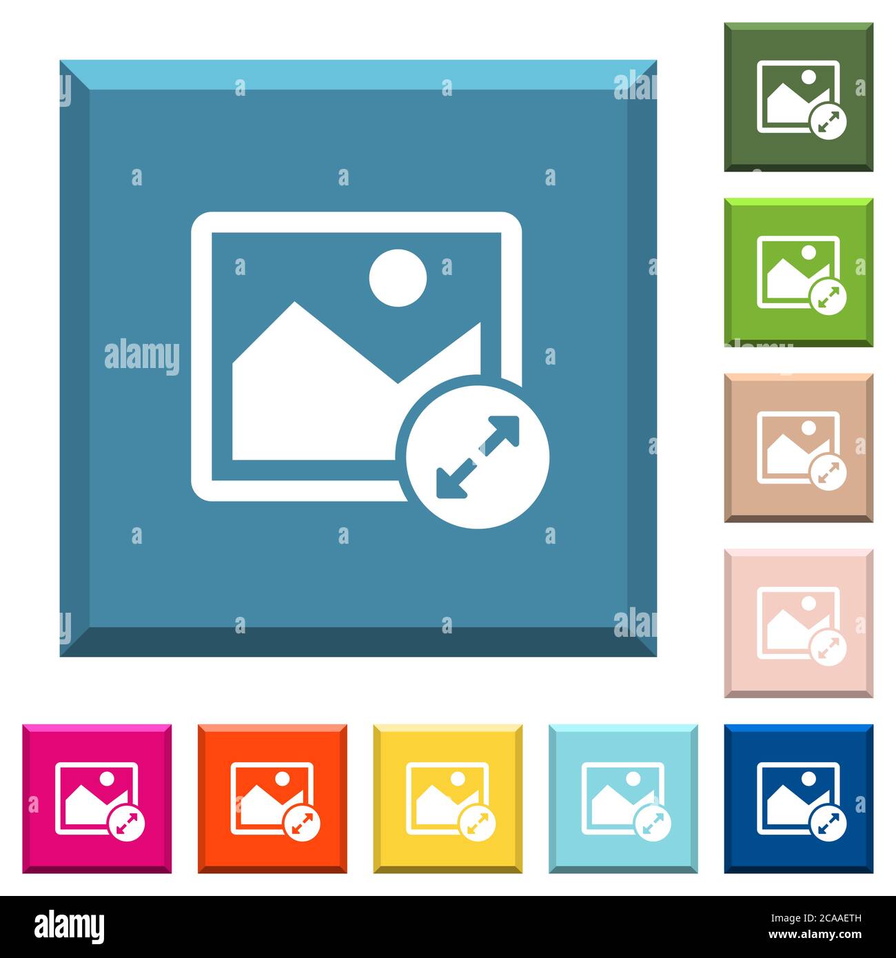 Resize image large white icons on edged square buttons in various ...