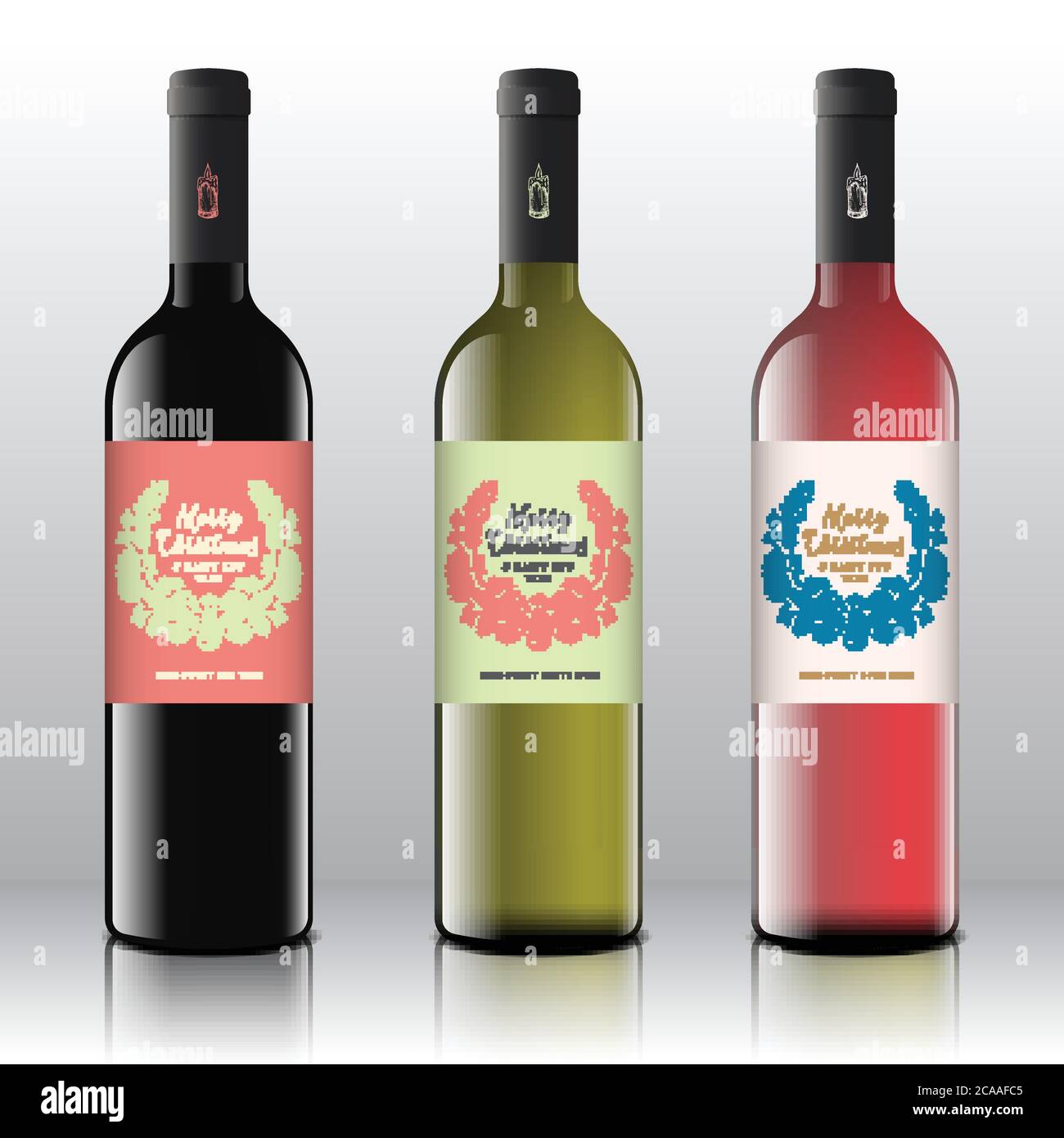 Christmas Greetings Wine Bottle Labels Concept. Red, White and Throughout Template For Wine Bottle Labels