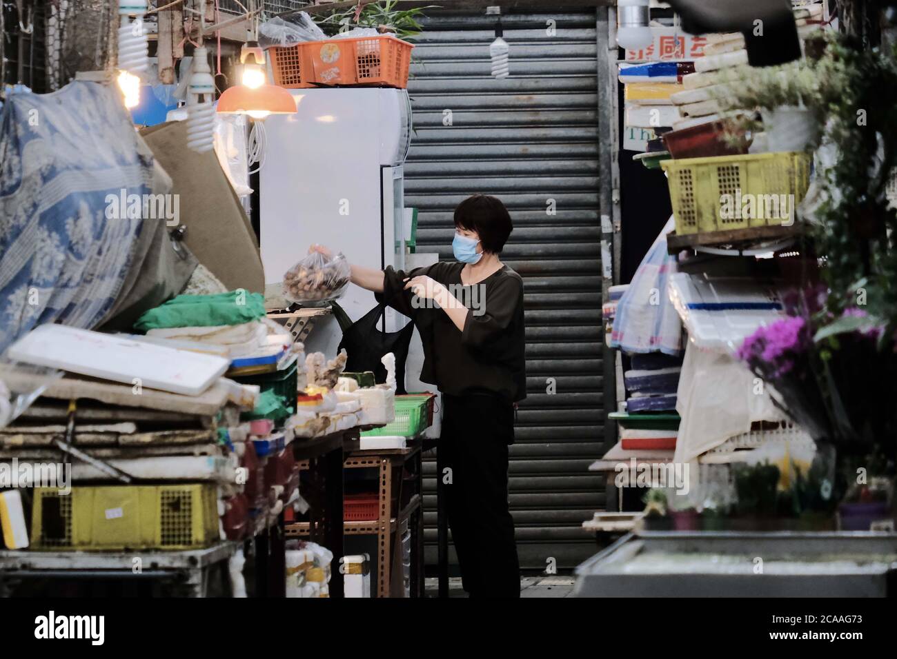 The Hung Hom market was closed as the COVID-19 was found in the street in  Hong kong, China on August 4, 2020. (Photo by Top Photo/Sipa USA Stock  Photo - Alamy, image size:1300x956