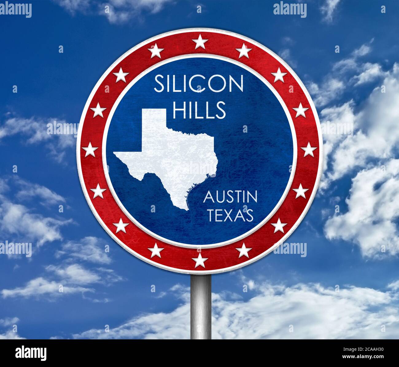 Silicon Hills in Austin Texas - map illustration Stock Photo