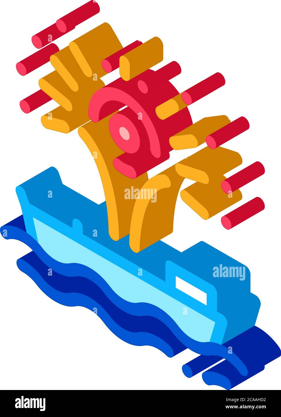 firework sparkle on boat isometric icon vector illustration Stock Vector