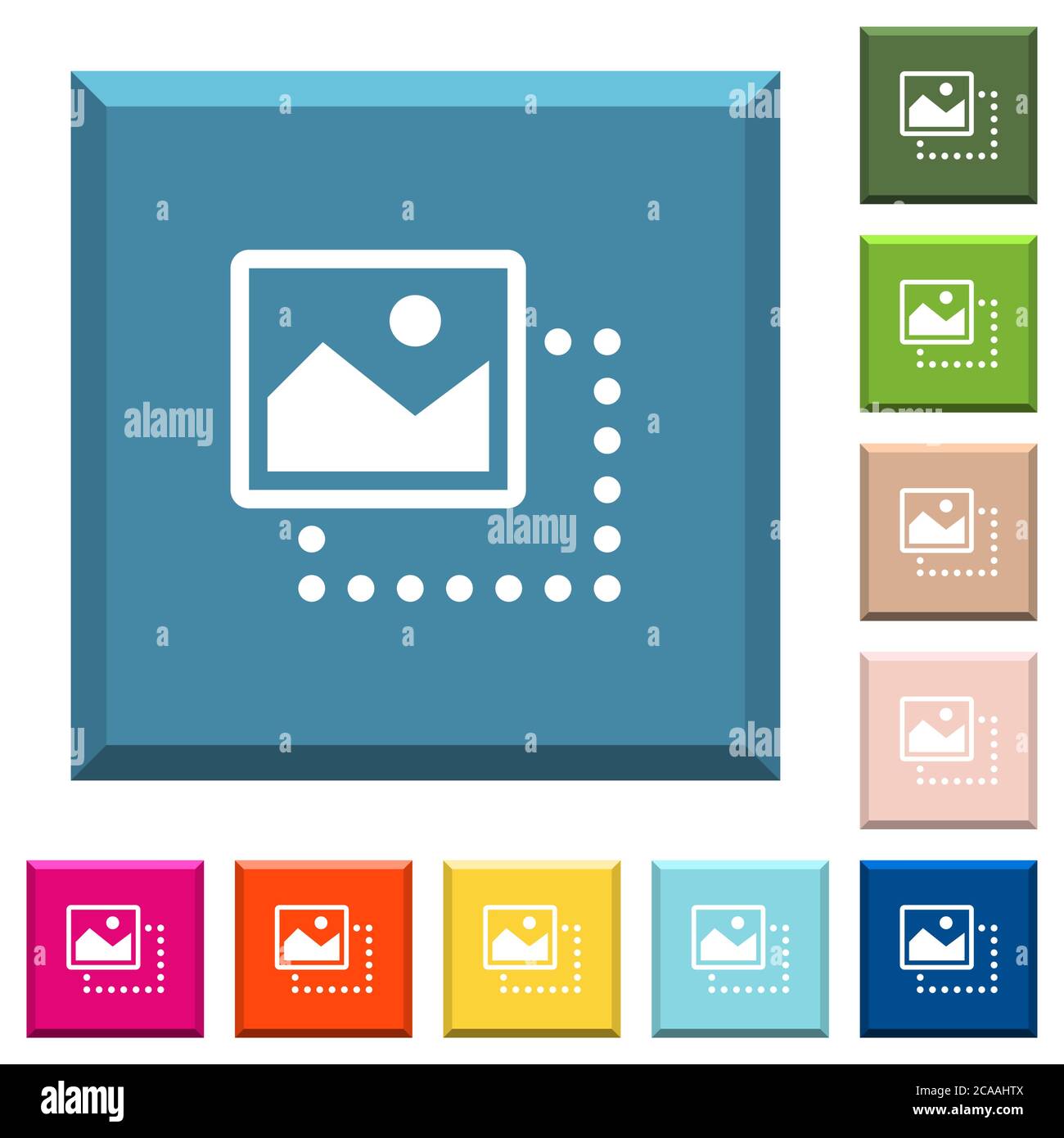 Drag image to top left white icons on edged square buttons in various ...