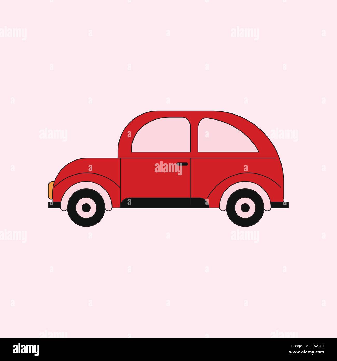 Retro old car design illustration. retro red car vector, old style car on the white background. isolated vintage car Stock Vector