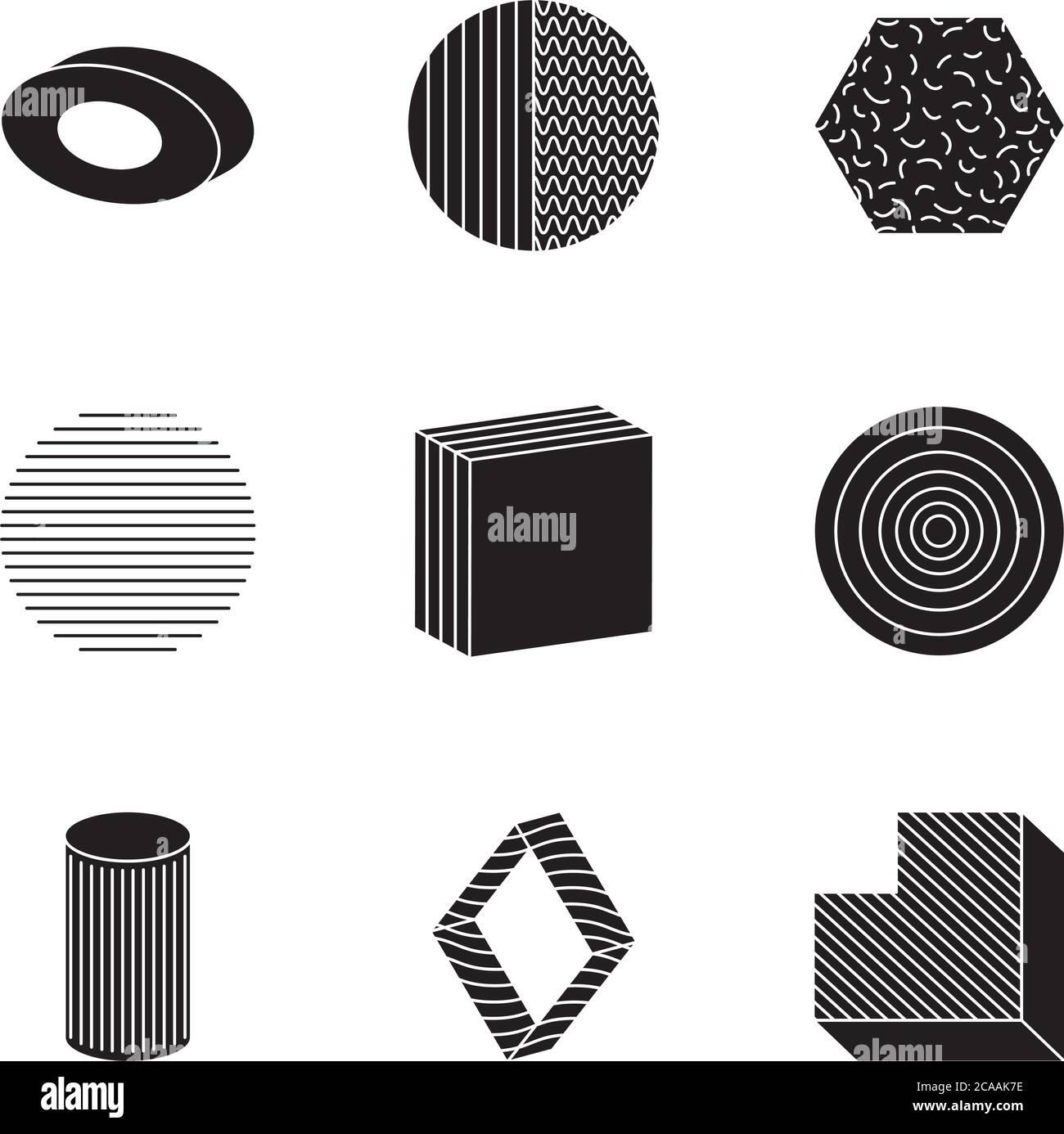 ring and geometric shapes icon set over white background, silhouette ...