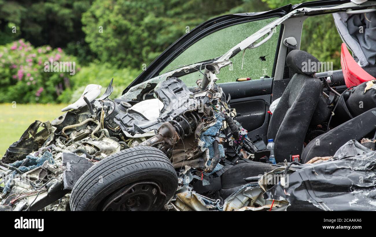 Car crash scene Stock Photo Alamy