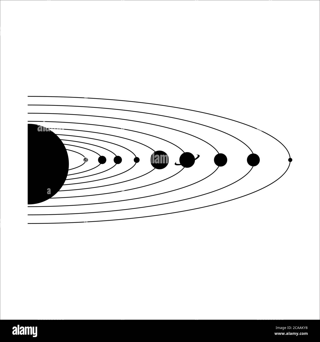 black and white solar system vector illustration graphic design Stock Vector