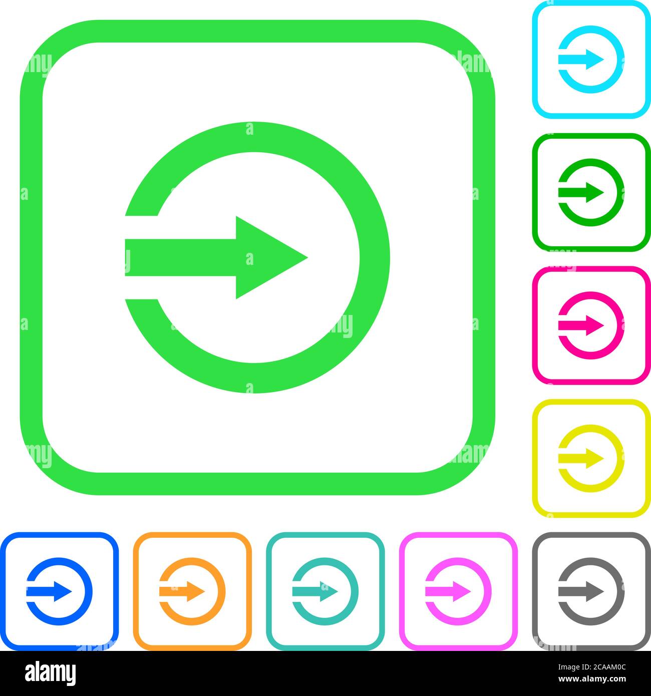 Import vivid colored flat icons in curved borders on white background ...