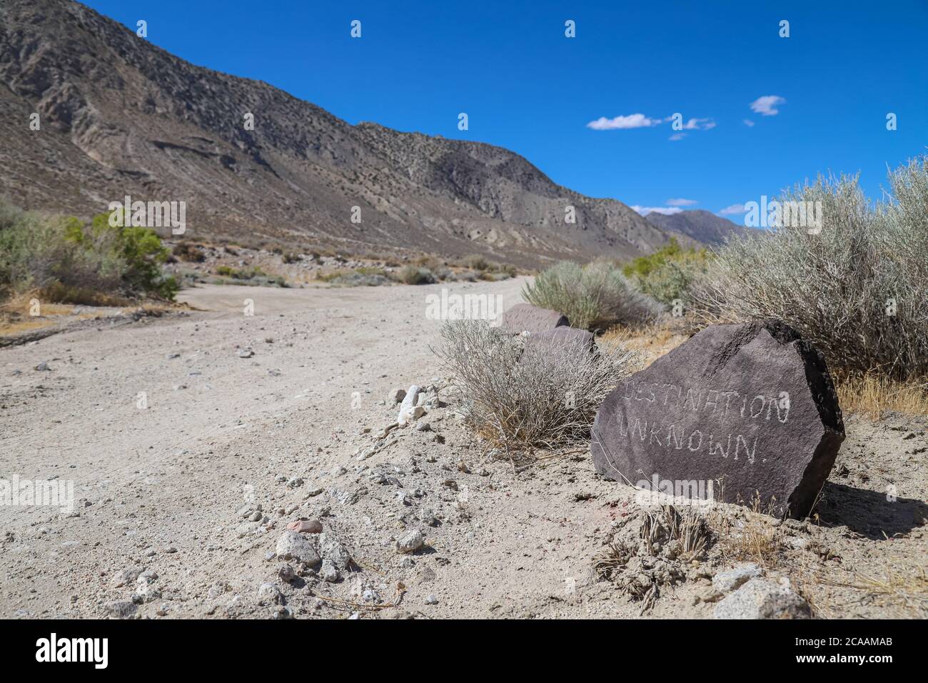 GERLACH, NEVADA, UNITED STATES - Jul 04, 2020: Guru Road, a dirt road  in northern Nevada's Black Rock Desert, has been lined with art installations b Stock Photo