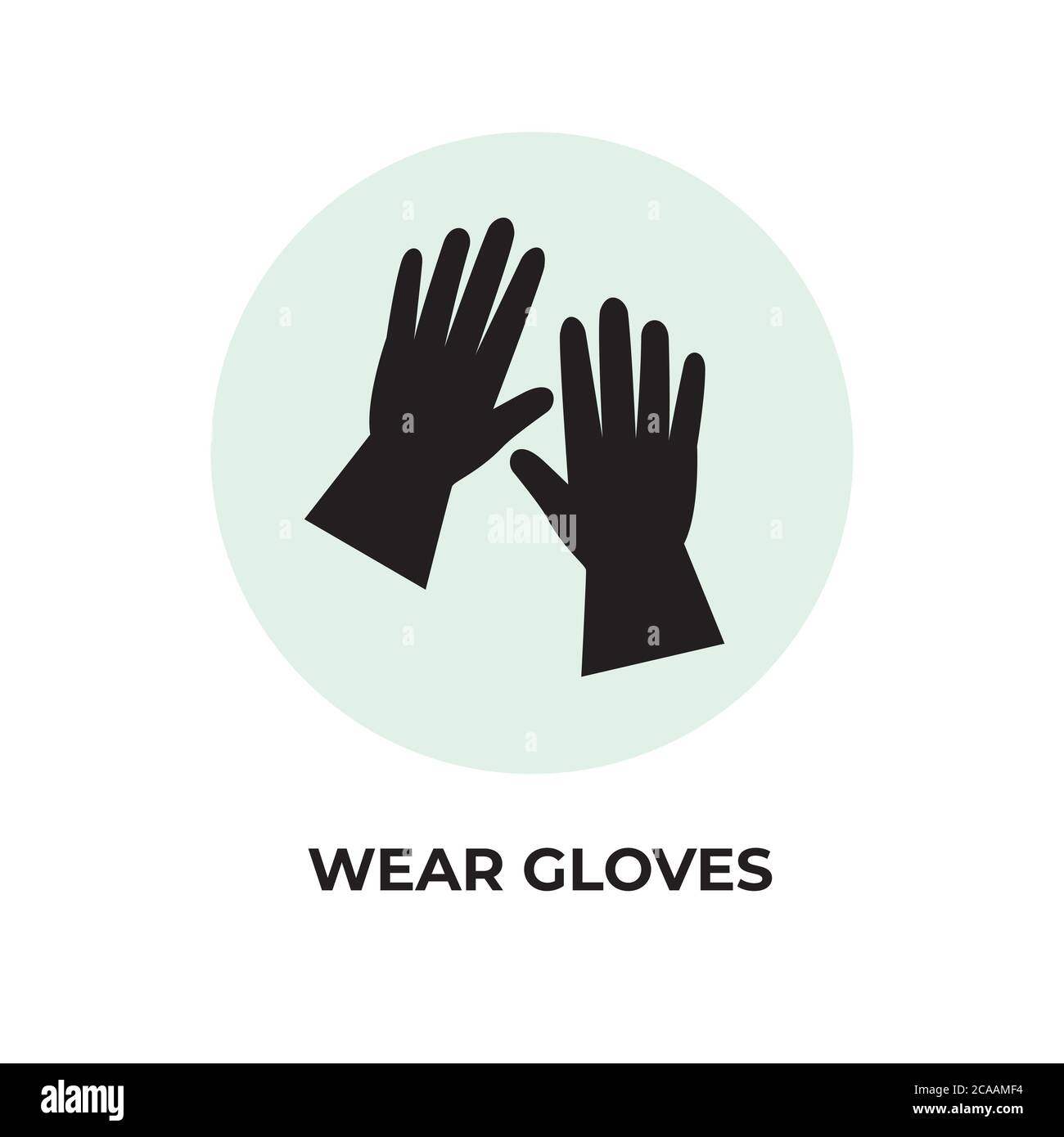 Wear gloves sign, Hands putting on protective gloves, Medical gloves icon,  self protection, Latex gloves as a symbol of protection against virus Stock  Vector Image & Art - Alamy