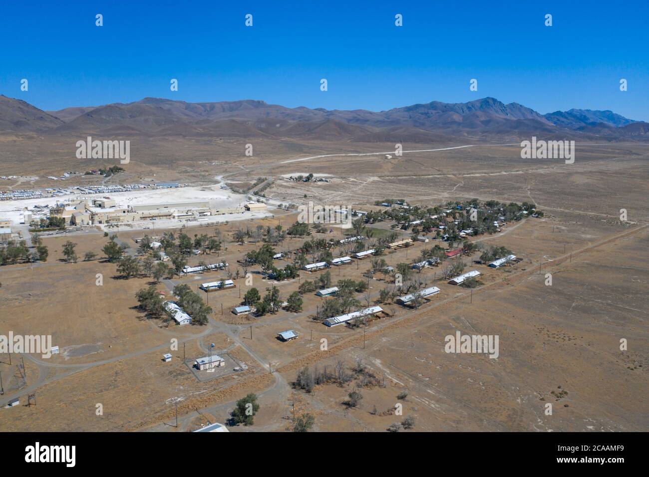 EMPIRE, NEVADA, UNITED STATES - Jul 04, 2020: A photo of Empire Mining Company's gypsum mine and company town property in the town of Empire. Stock Photo