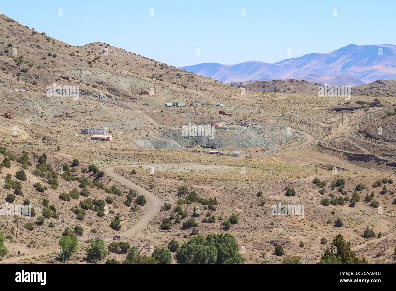 OLINGHOUSE, NEVADA, UNITED STATES - Jul 05, 2020: The town of Olinghouse, Nevada is a ghost town with an active open pit gold mine in Washoe County. Stock Photo