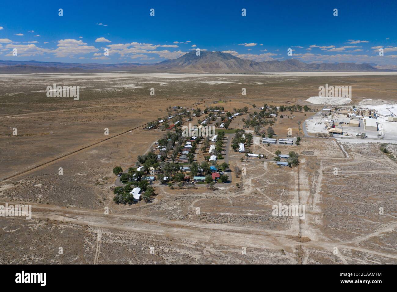 EMPIRE, NEVADA, UNITED STATES - Jul 04, 2020: Aerial photo of the town of Empire, a company town belonging to the Empire Mining Company. Stock Photo
