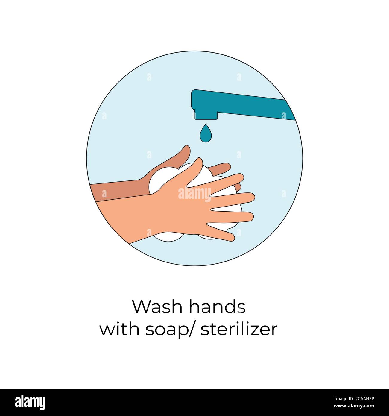 Wash Your Hands Sign Notice Self-Adhesive poster. Personal hygiene healthcare. hand disinfection Antibacterial washing. Virus prevention. Hand washing Stock Vector