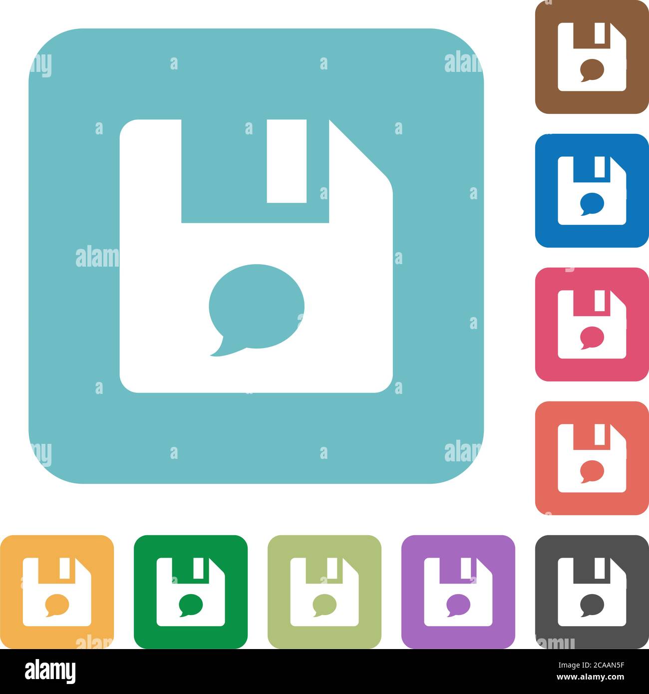 File comment white flat icons on color rounded square backgrounds Stock Vector