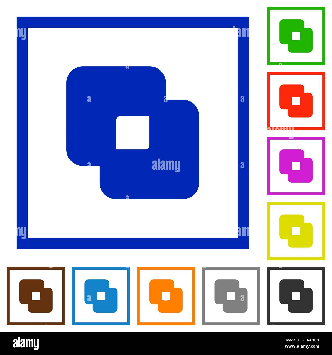 Exclude shapes flat color icons in square frames on white background Stock Vector
