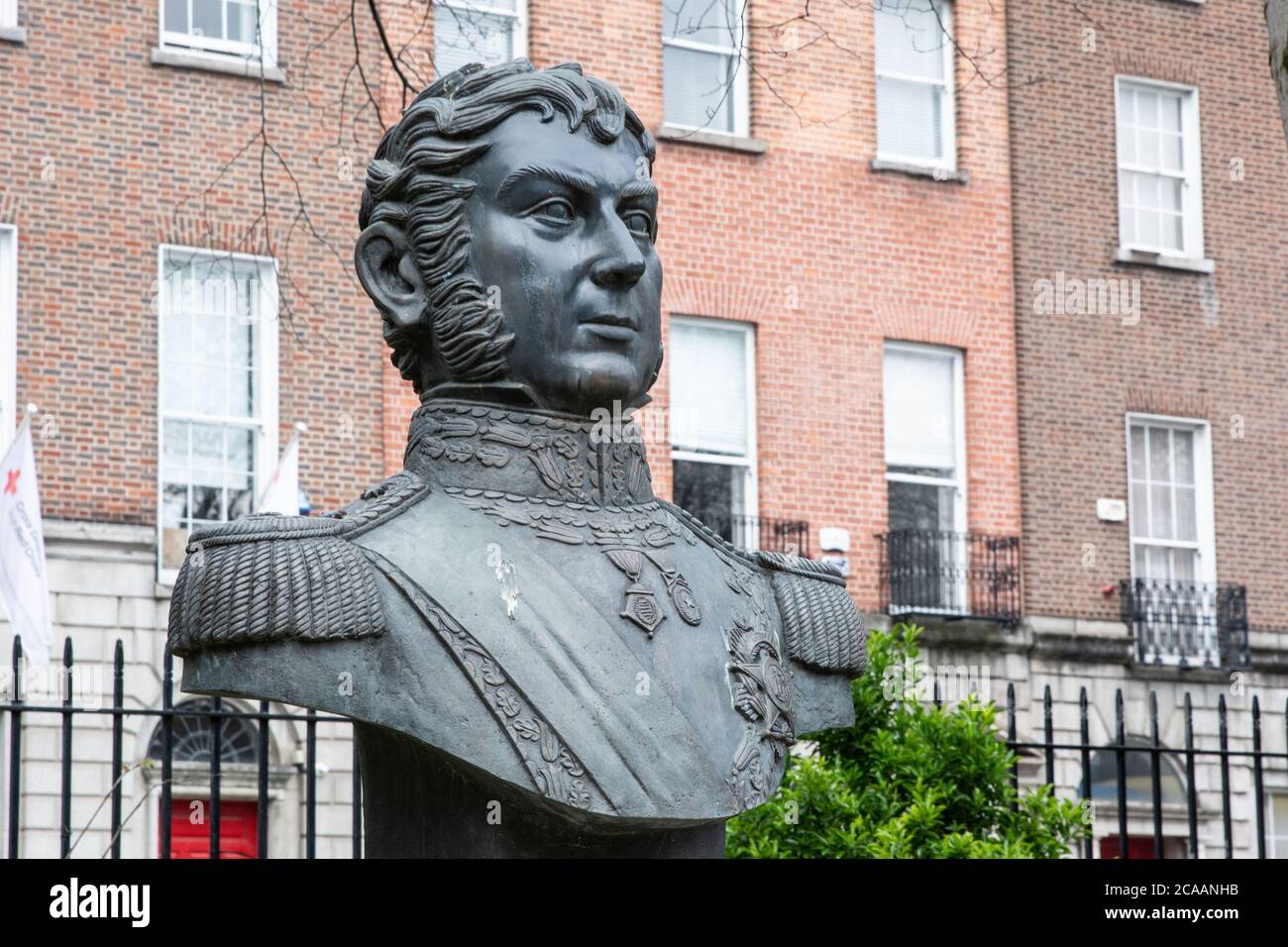 Bust of Bernardo O'Higgins in Merrion Square, Dublin, Ireland Stock Photo