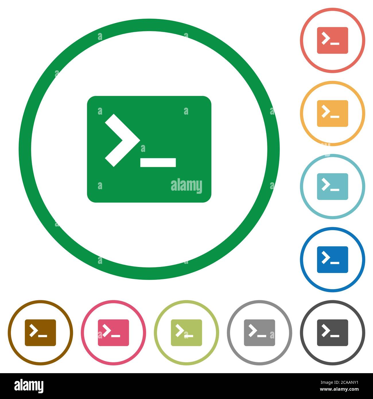 Command terminal flat color icons in round outlines on white background ...