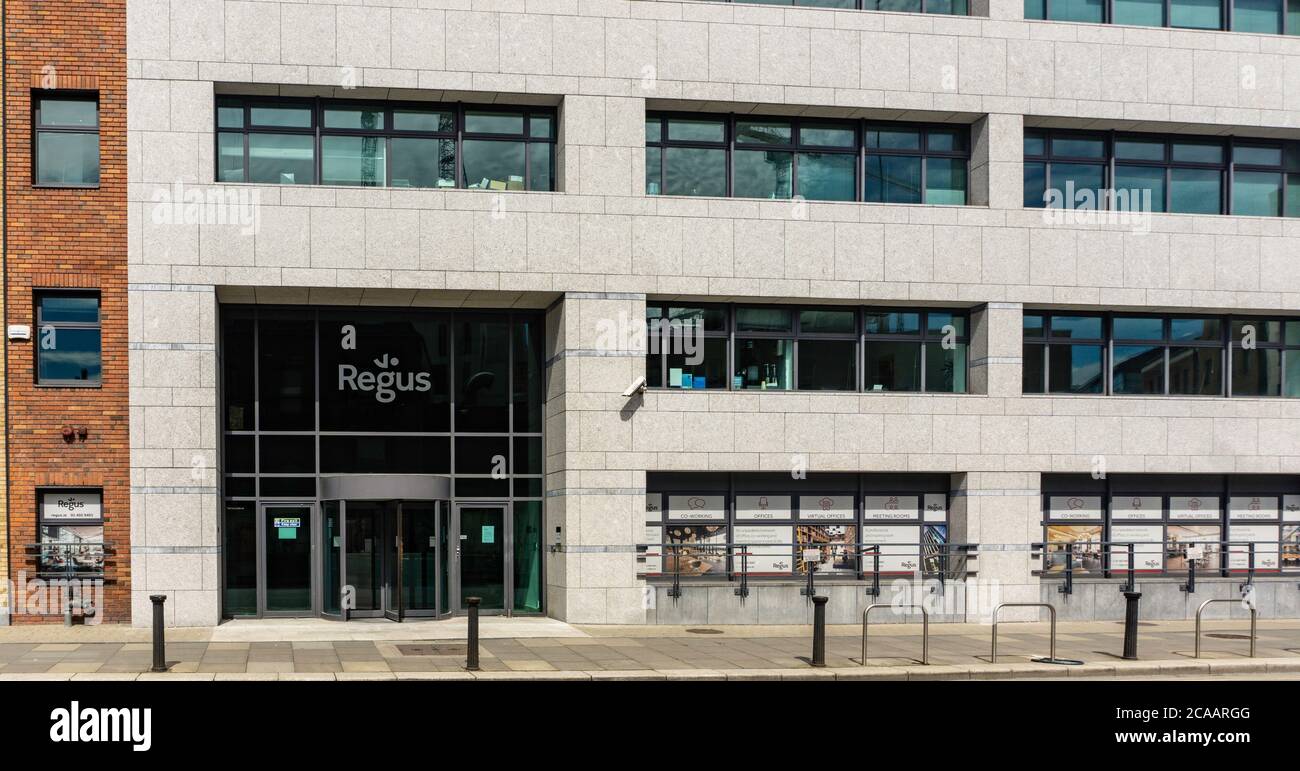 The offices of Regus, the coworking, virtual office business in Harcourt Street, Dublin, Ireland. Stock Photo