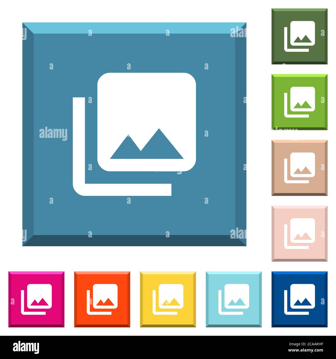 Photo library white icons on edged square buttons in various trendy ...