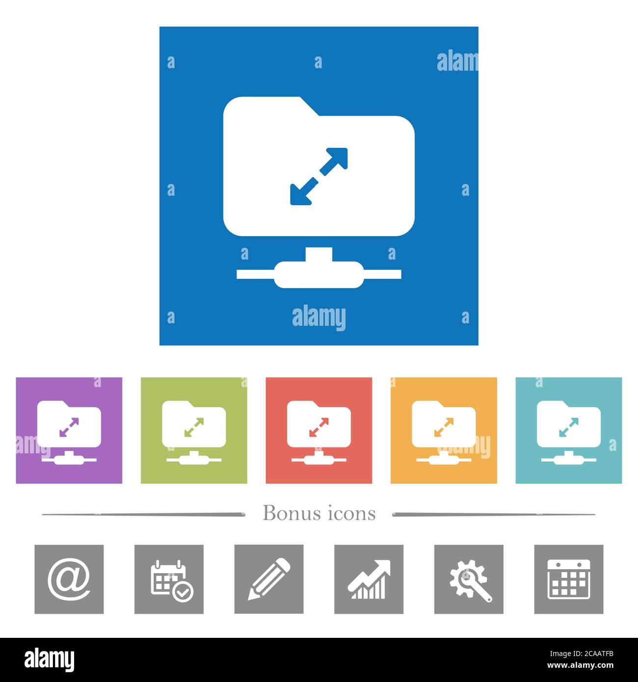 FTP uncompress flat white icons in square backgrounds. 6 bonus icons ...