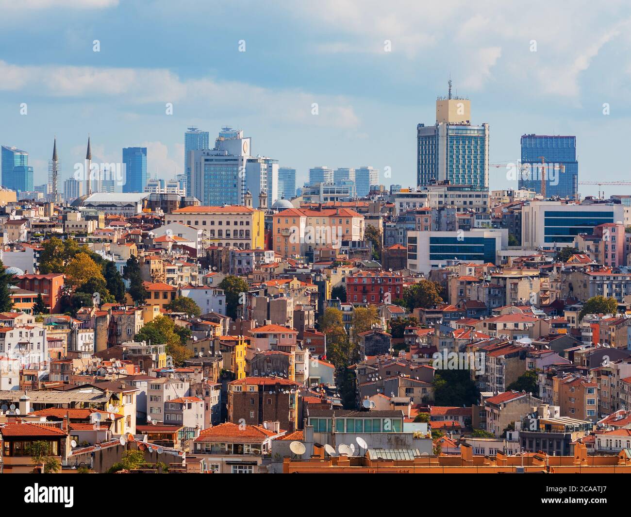 ISTANBUL, TURKEY - SEPTEMBER 21, 2019: Istanbul, city view, old low-rise buildings and modern houses together. Stock Photo