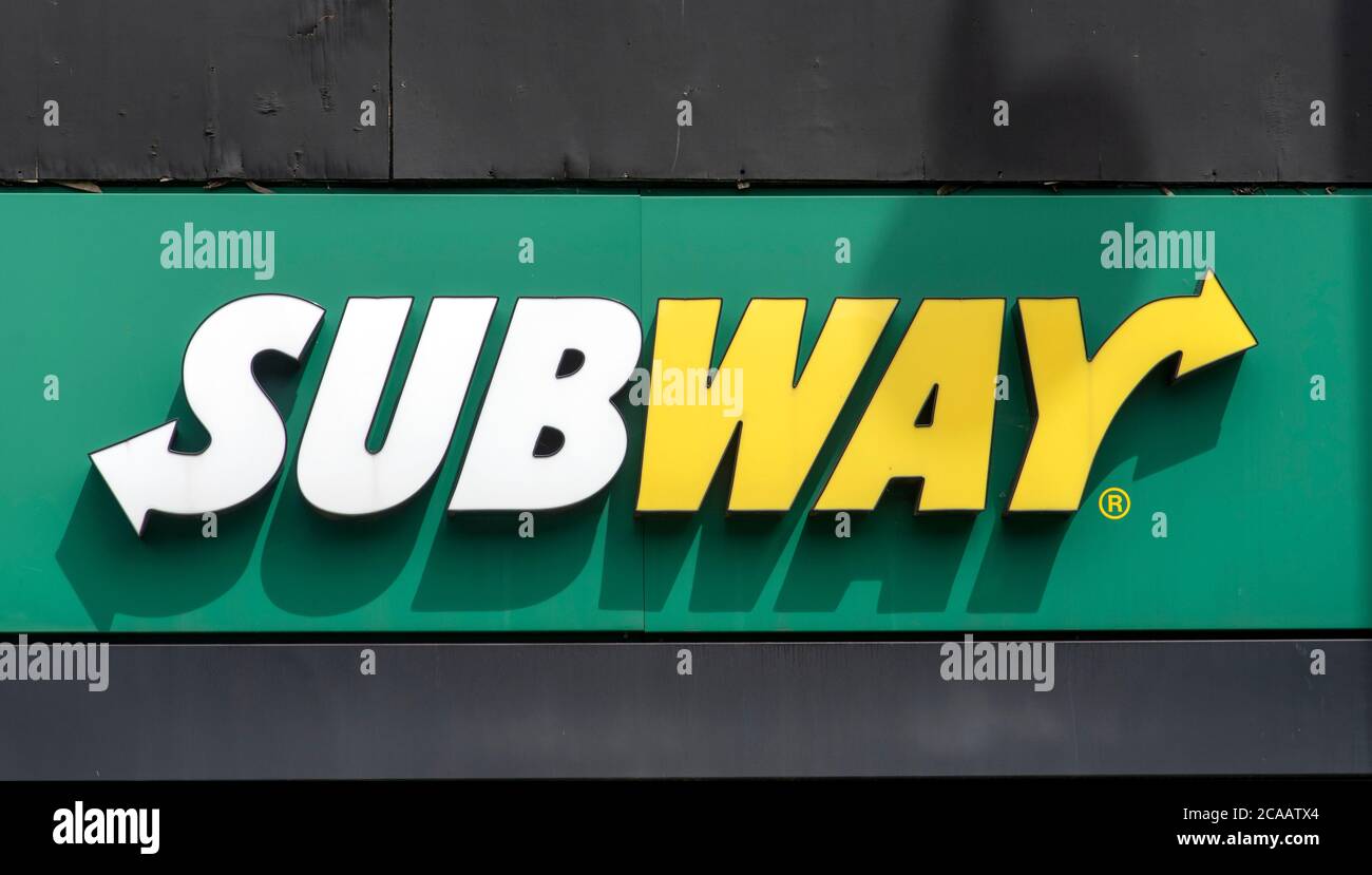 Subway logo on one of their shops in London Stock Photo - Alamy