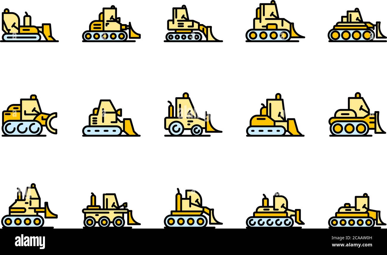 Bulldozer icons set vector flat Stock Vector Image & Art - Alamy
