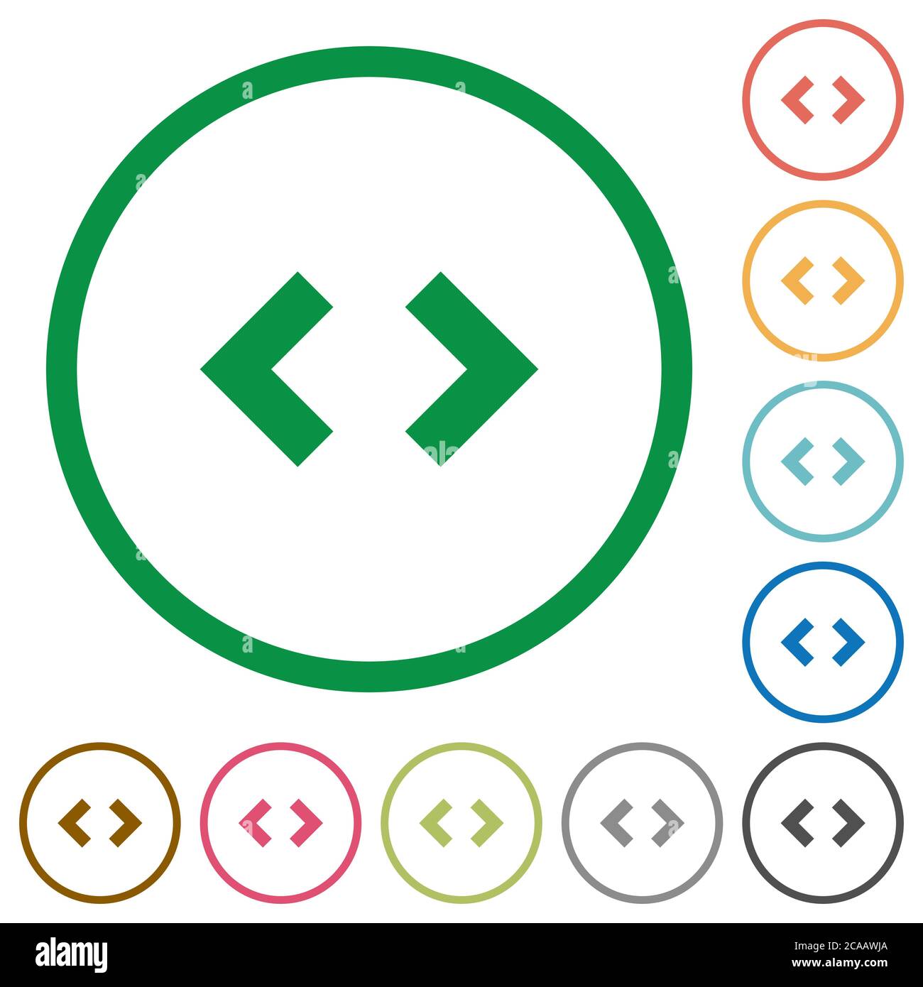 Script code flat color icons in round outlines on white background ...