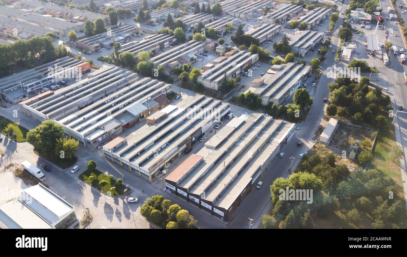 aerial view of the small industrial site Stock Photo