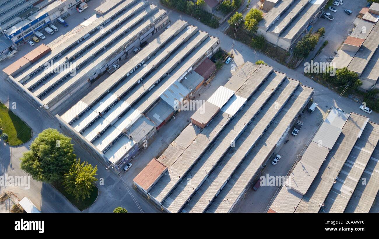 aerial view of the small industrial site Stock Photo