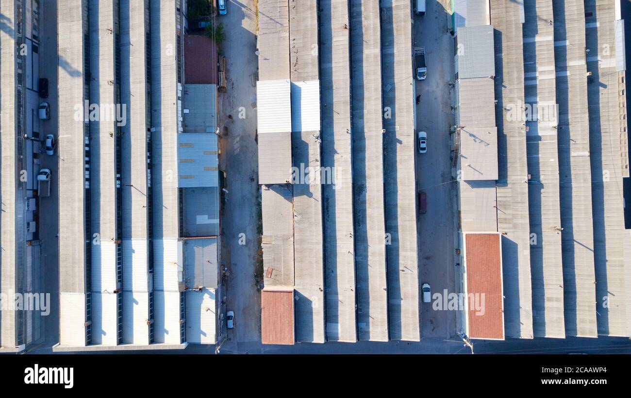 aerial view of the small industrial site Stock Photo