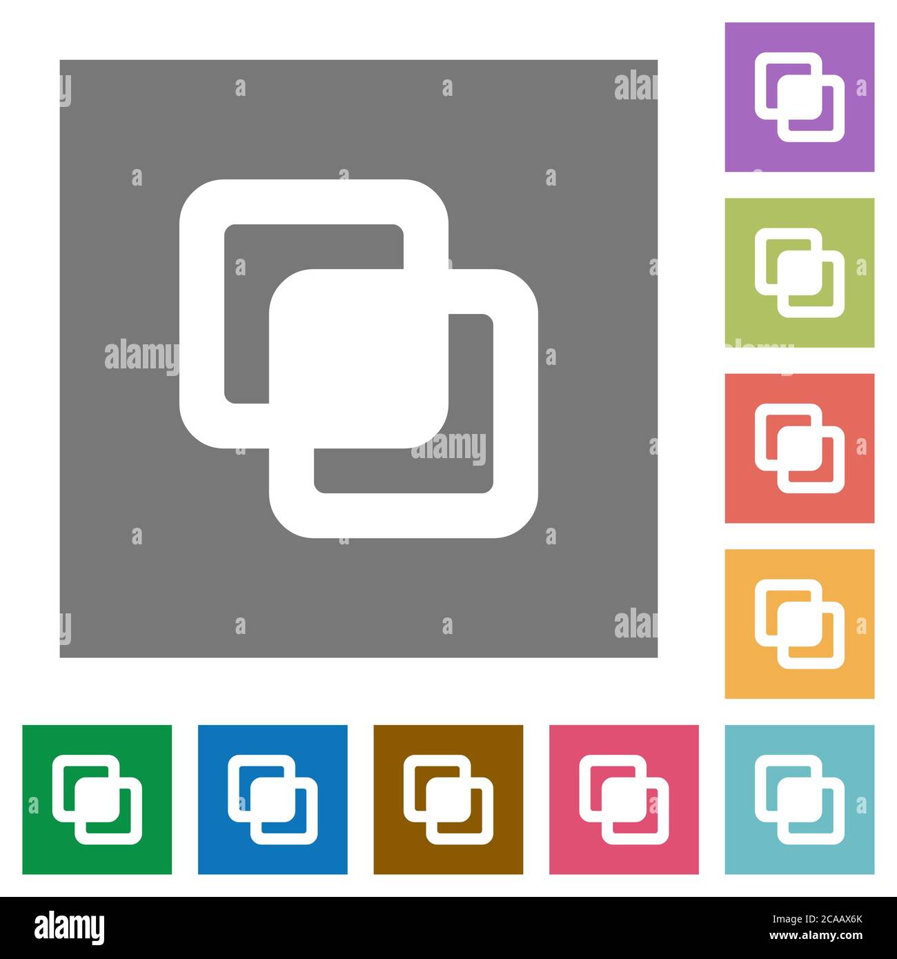 Intersect shapes flat icons on simple color square backgrounds Stock ...