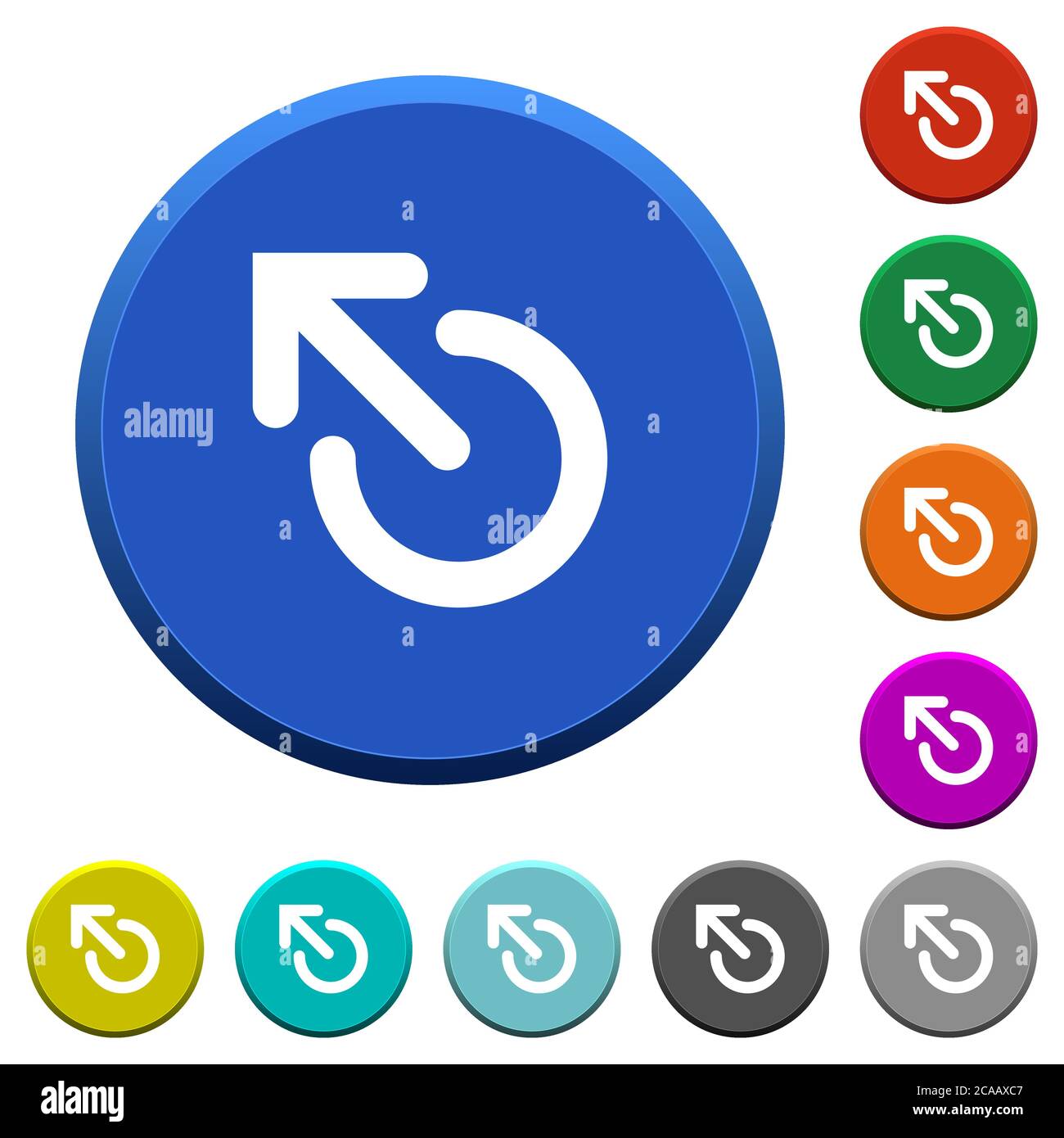 Media eject round color beveled buttons with smooth surfaces and flat white icons Stock Vector