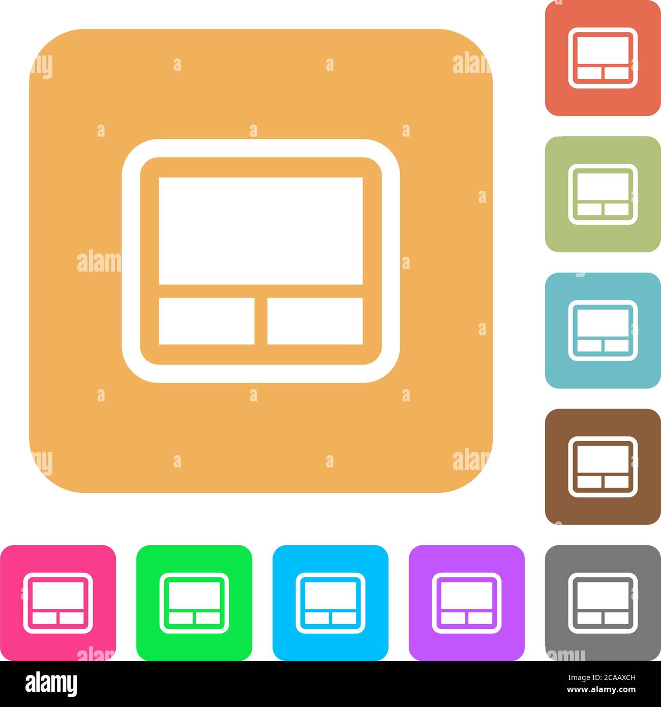 Laptop touchpad flat icons on rounded square vivid color backgrounds ...