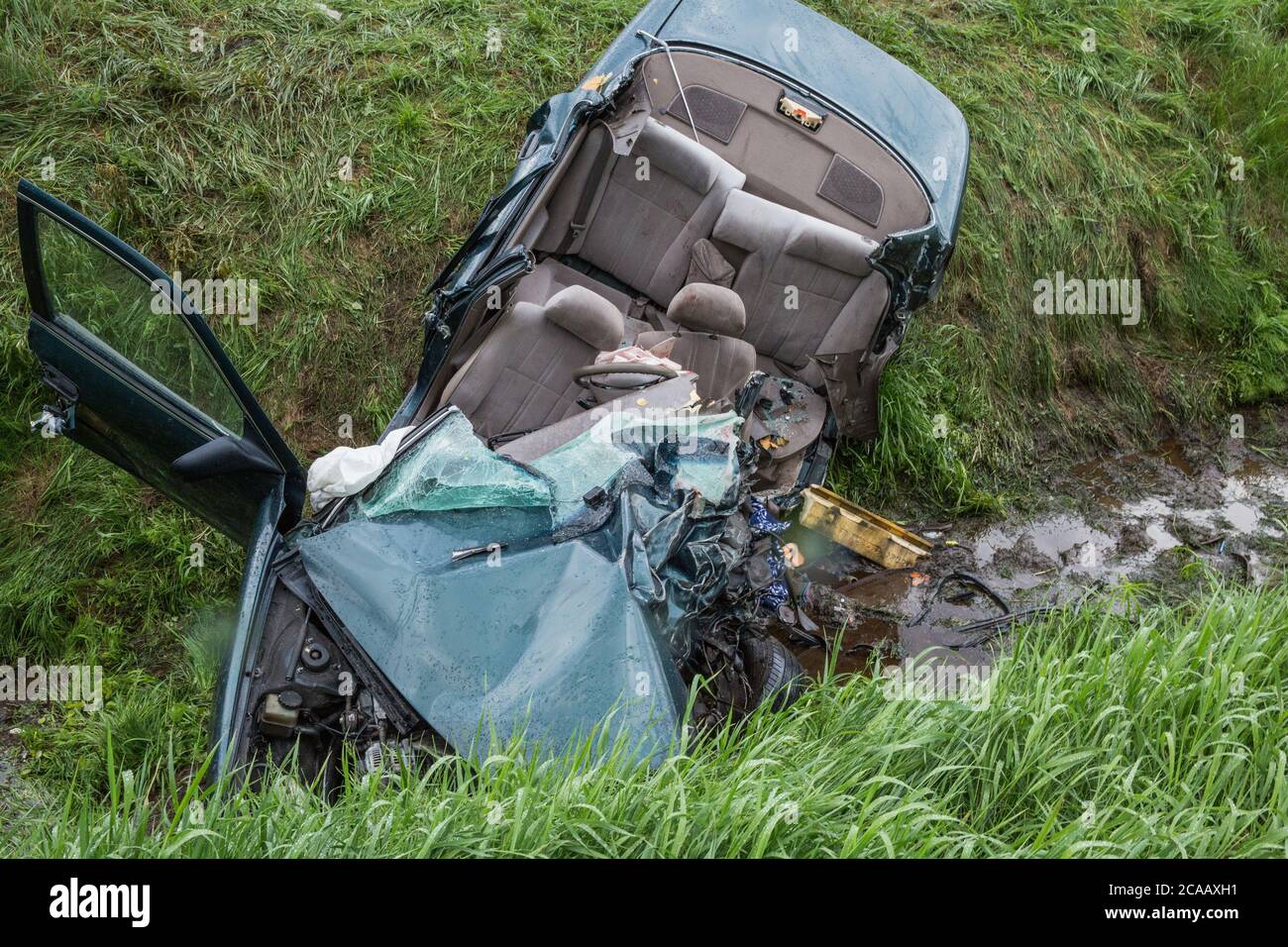 Car crash scene Stock Photo Alamy
