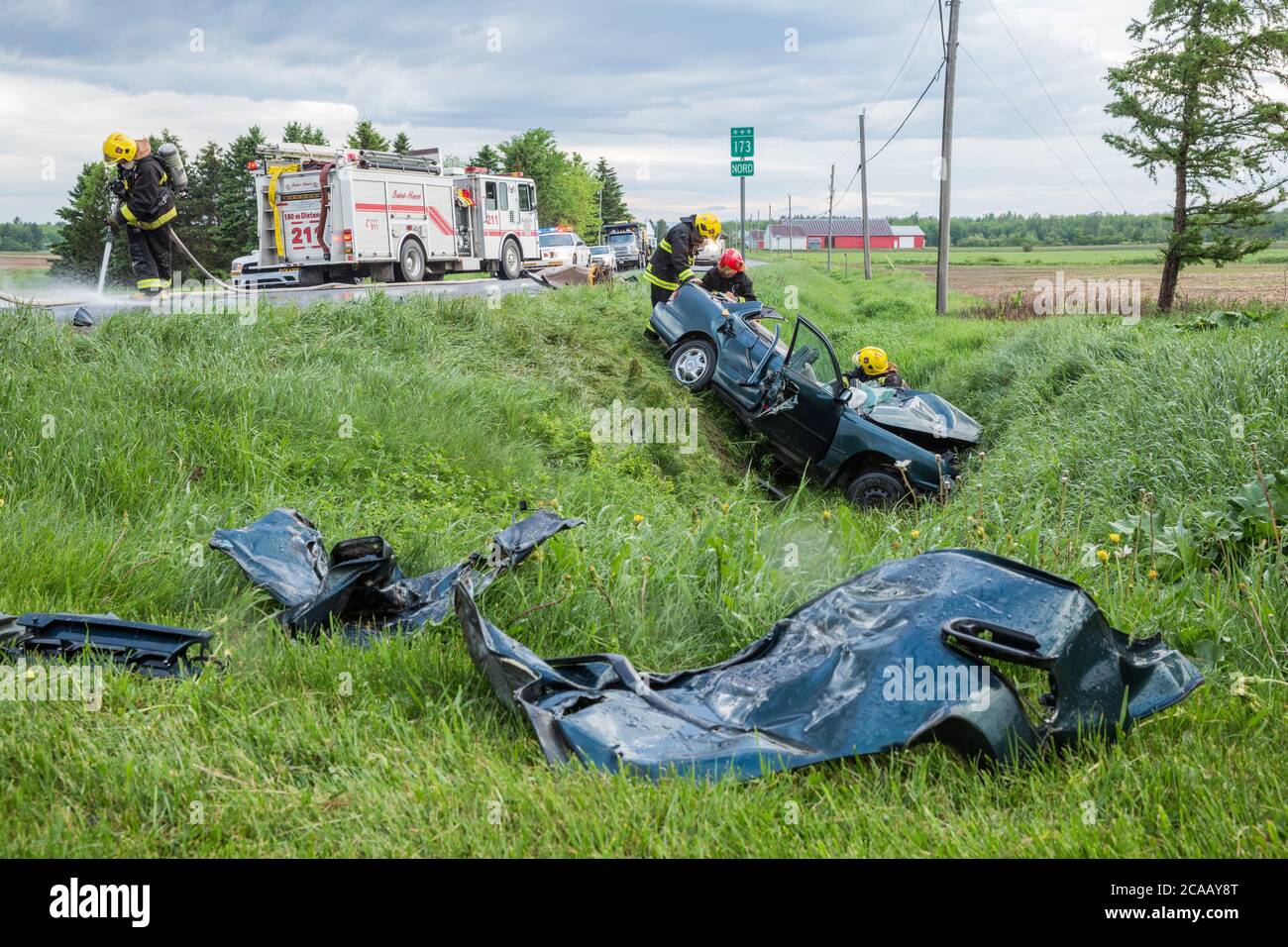 Car crash scene Stock Photo Alamy
