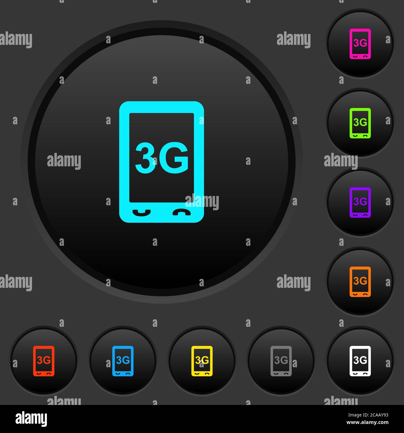 Third generation mobile connection speed dark push buttons with vivid ...