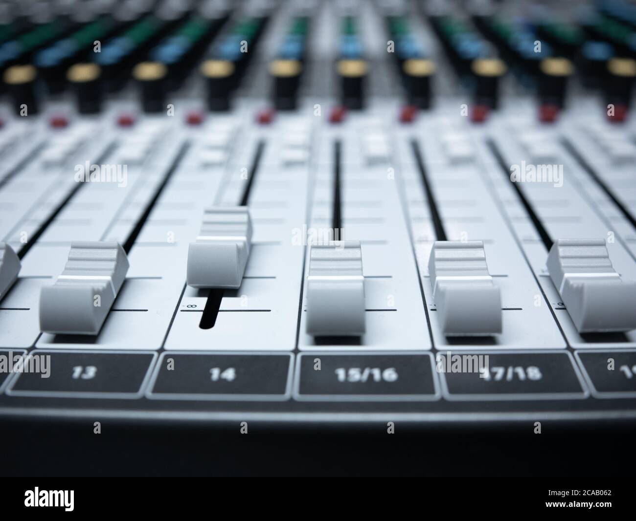 Sound recording studio mixing desk, Audio mixer console with buttons