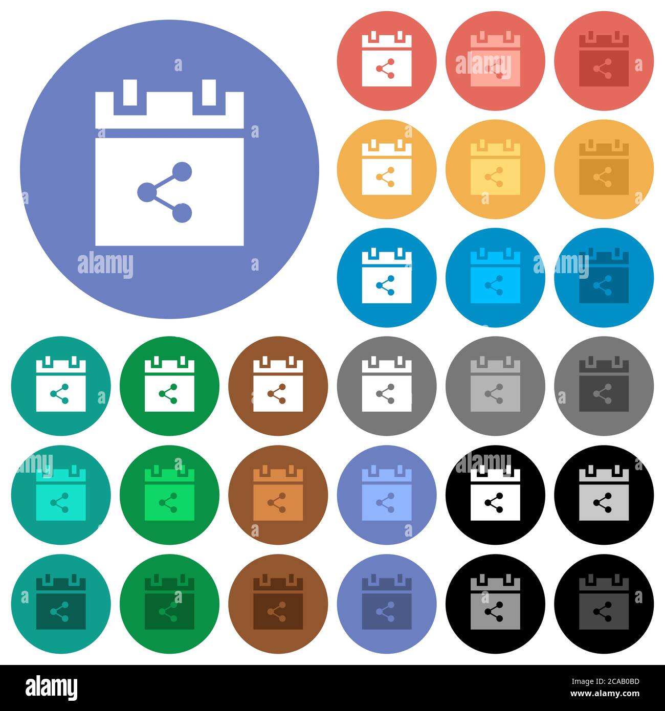 Share schedule item multi colored flat icons on round backgrounds ...