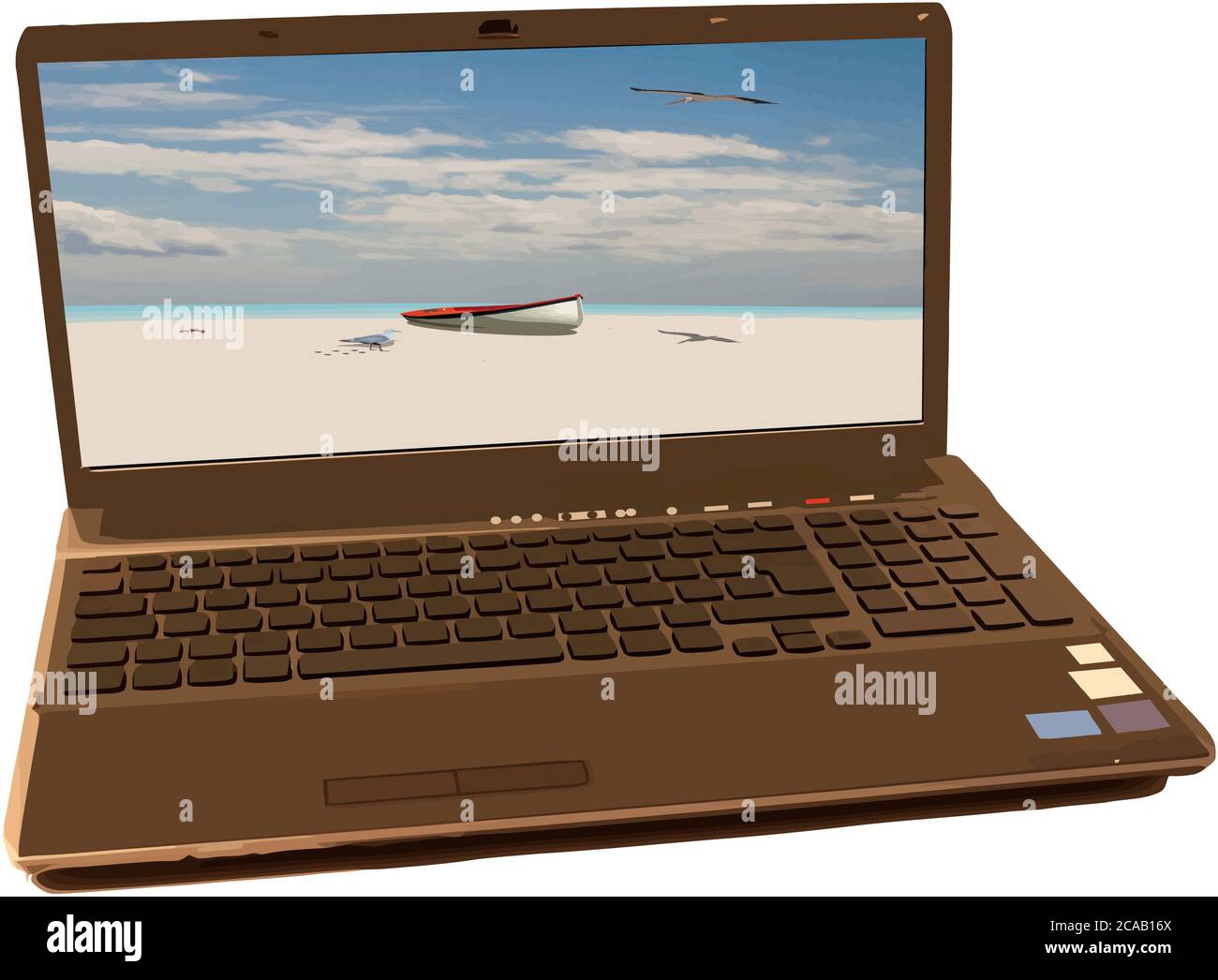 3D rendering illustration of a laptop isolated on a white background ...