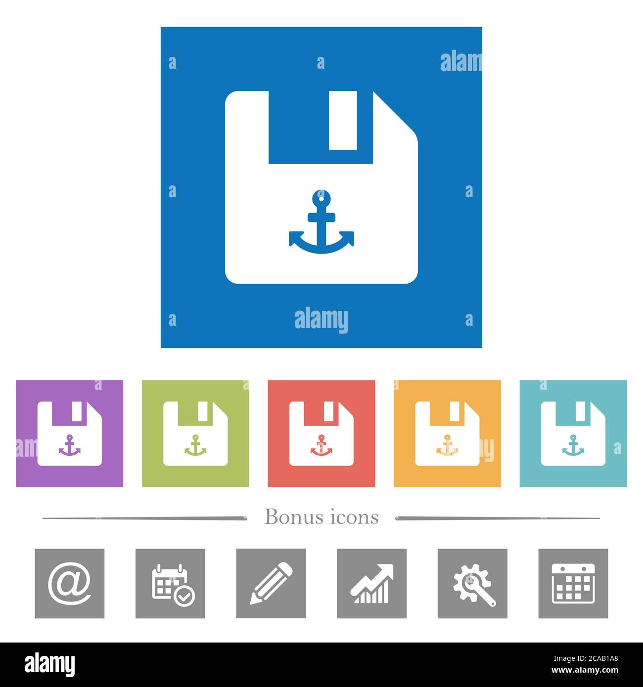 Link file flat white icons in square backgrounds. 6 bonus icons ...