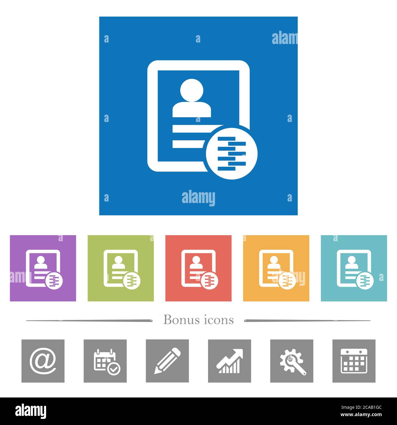 Compress contact flat white icons in square backgrounds. 6 bonus icons ...