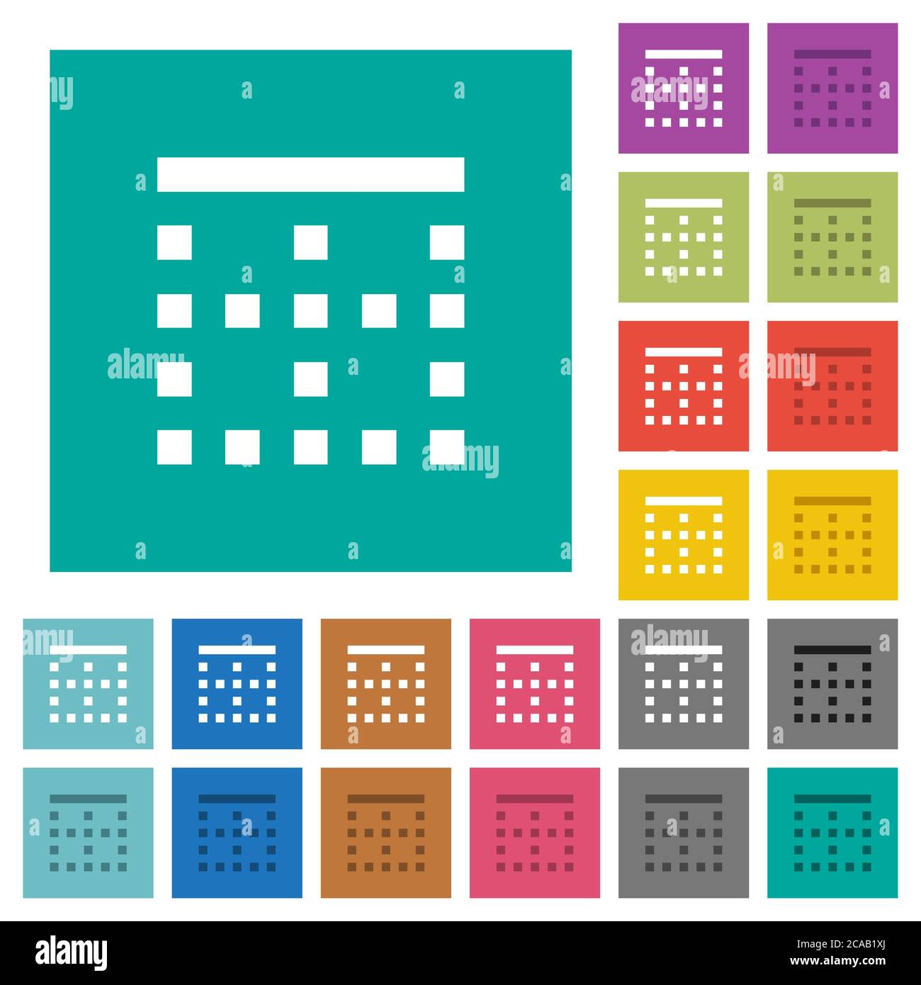 Top border multi colored flat icons on plain square backgrounds ...