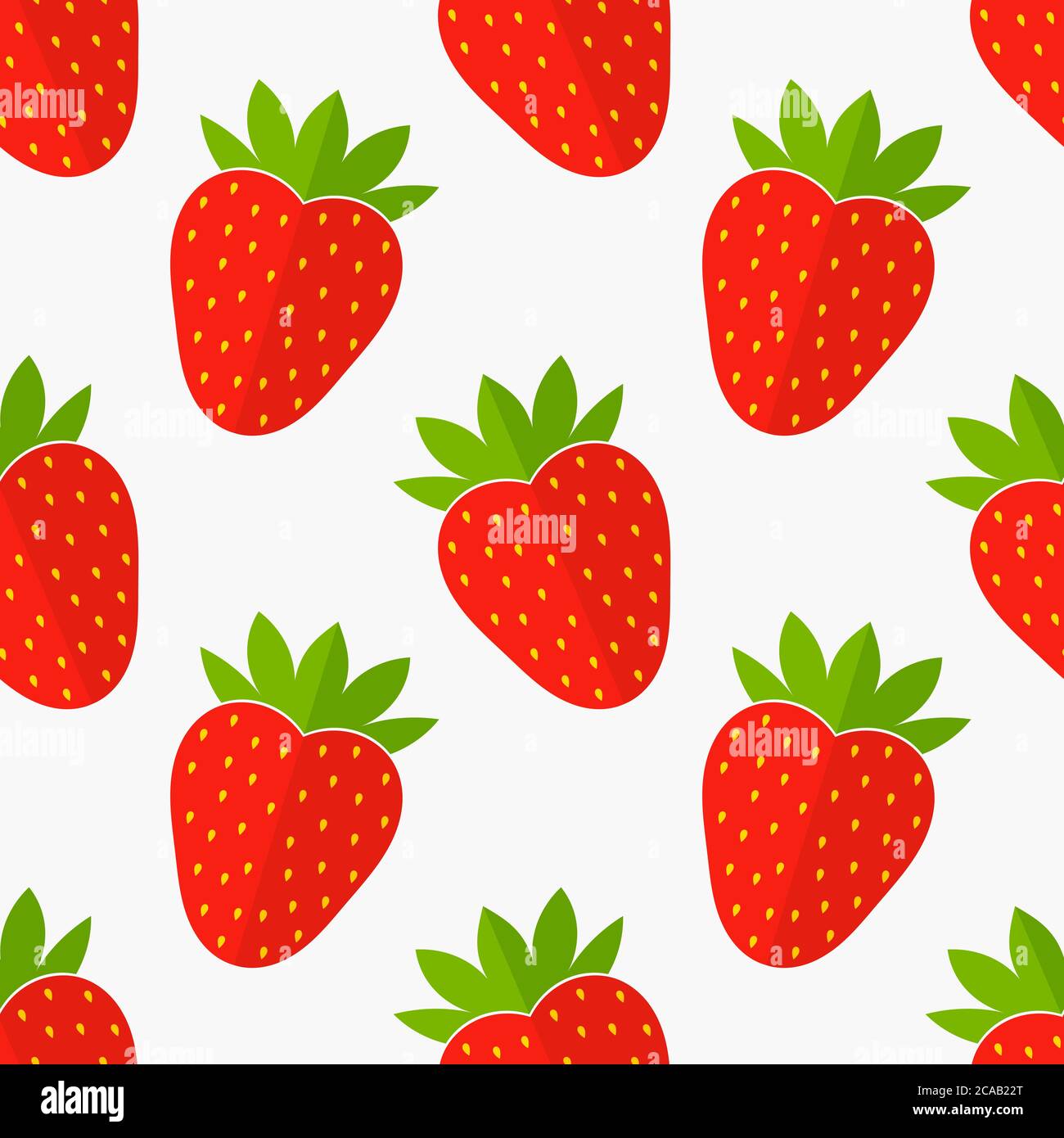 Strawberries fruit seamless pattern. Flat design vector illustration. Stock Vector