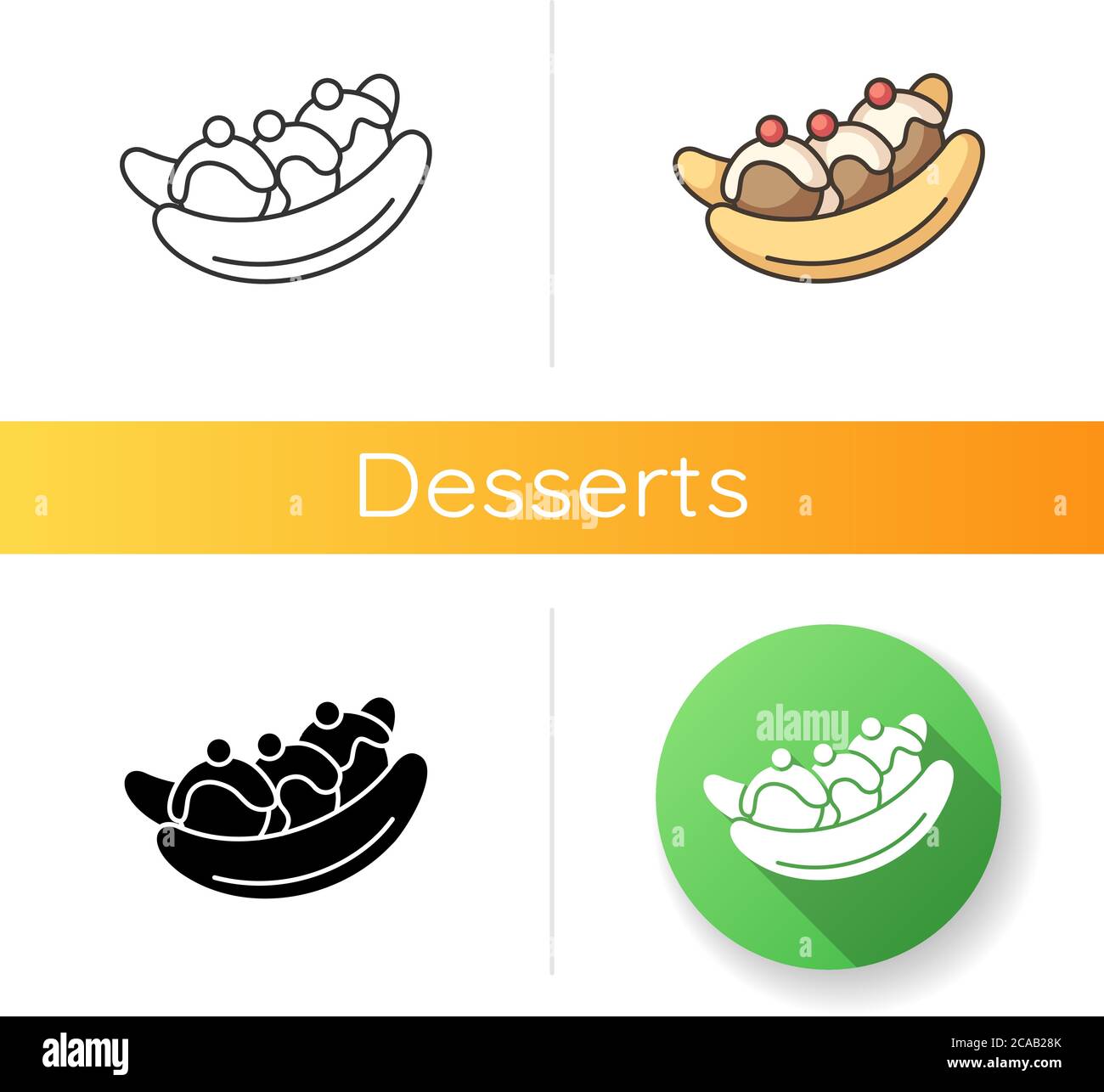American ice cream banana split Stock Vector Images - Alamy