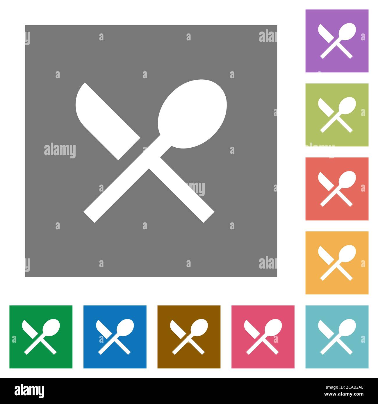 Dining flat icons on simple color square backgrounds Stock Vector Image ...